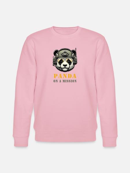 Panda in Mission / Military - Stanley/Stella CHANGER Unisex Organic Sweatshirt - cotton pink