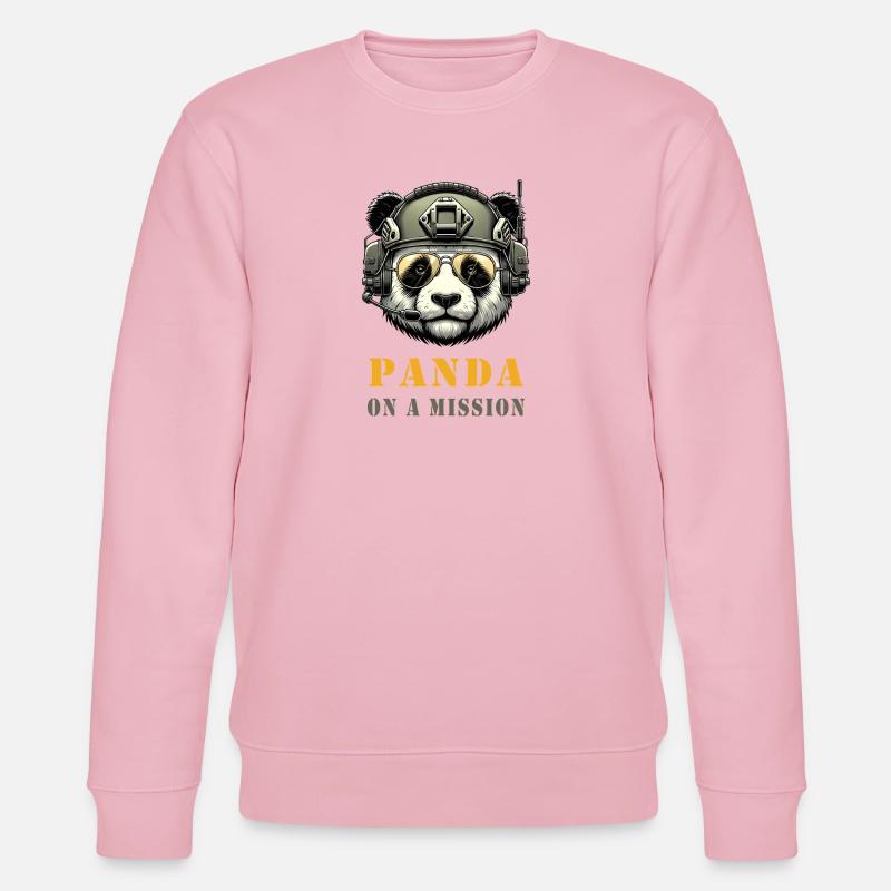 Panda in Mission / Military - Stanley/Stella CHANGER Unisex Organic Sweatshirt - cotton pink