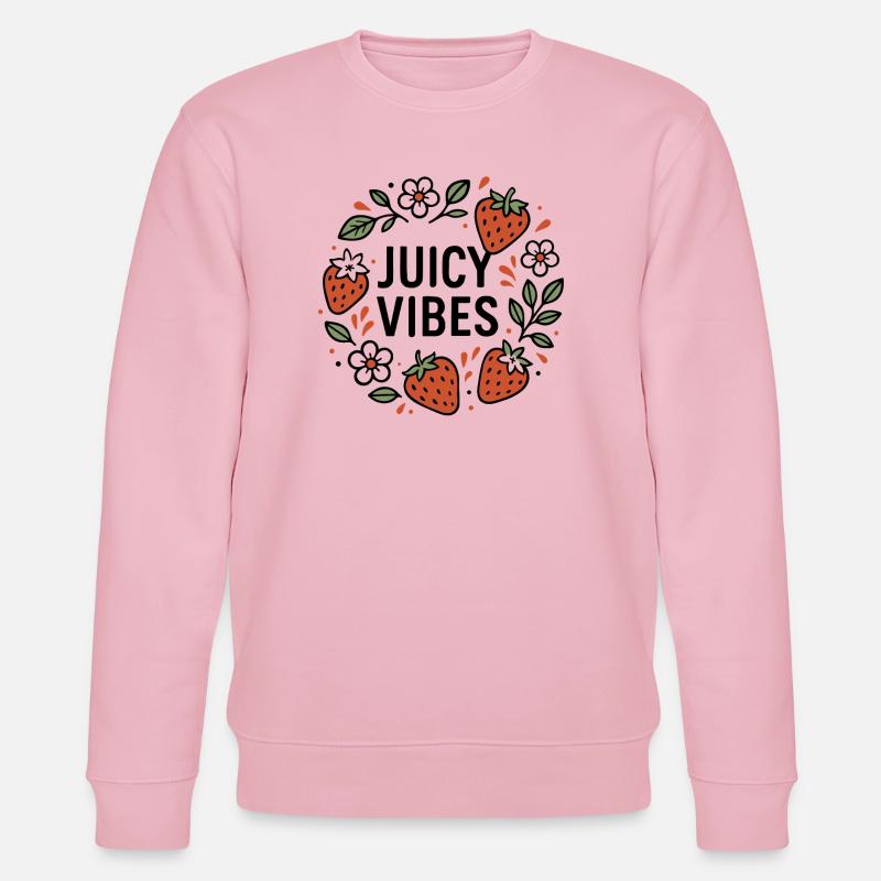 Juicy Vibes - Sommerdesign mit Erdbeeren - Stanley/Stella Unisex Bio-Sweatshirt CHANGER  - Hellrosa