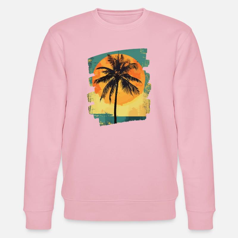 Palm Tree Sunset Summer Sun - Stanley/Stella CHANGER Unisex Organic Sweatshirt - cotton pink