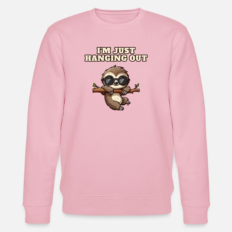 Faultier mit heraushängender Sonnenbrille - Stanley/Stella Unisex Bio-Sweatshirt CHANGER  - Hellrosa