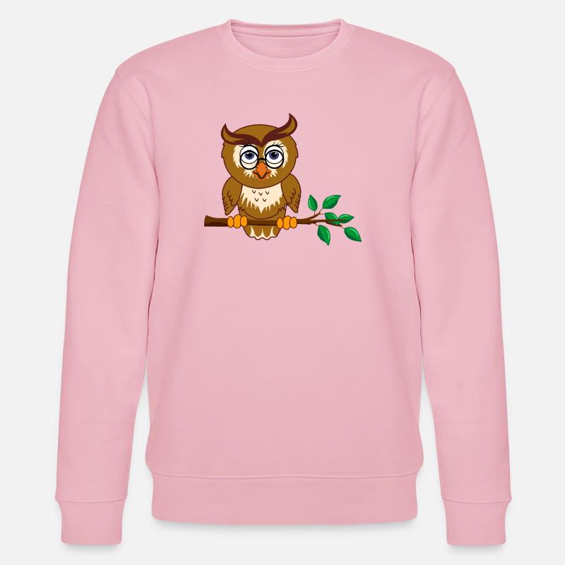Schlaue Eule auf Ast - Stanley/Stella Unisex Bio-Sweatshirt CHANGER  - Hellrosa