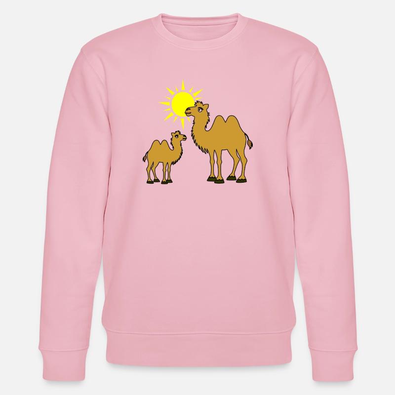 Mutter und Baby Kamel mit Sonne - Stanley/Stella Unisex Bio-Sweatshirt CHANGER  - Hellrosa