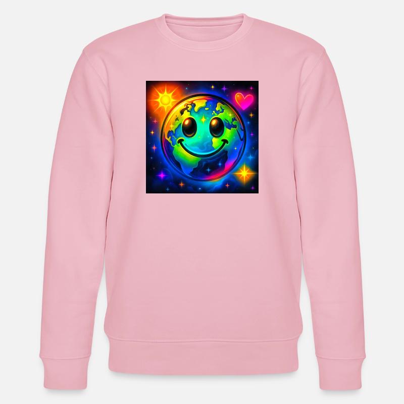 Farbige Glückserde im Neon-Universum - Stanley/Stella Unisex Bio-Sweatshirt CHANGER  - Hellrosa