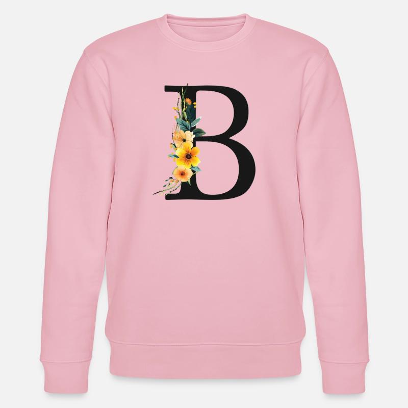 B Monogramm, Floral, personalisierbar - Stanley/Stella Unisex Bio-Sweatshirt CHANGER  - Hellrosa