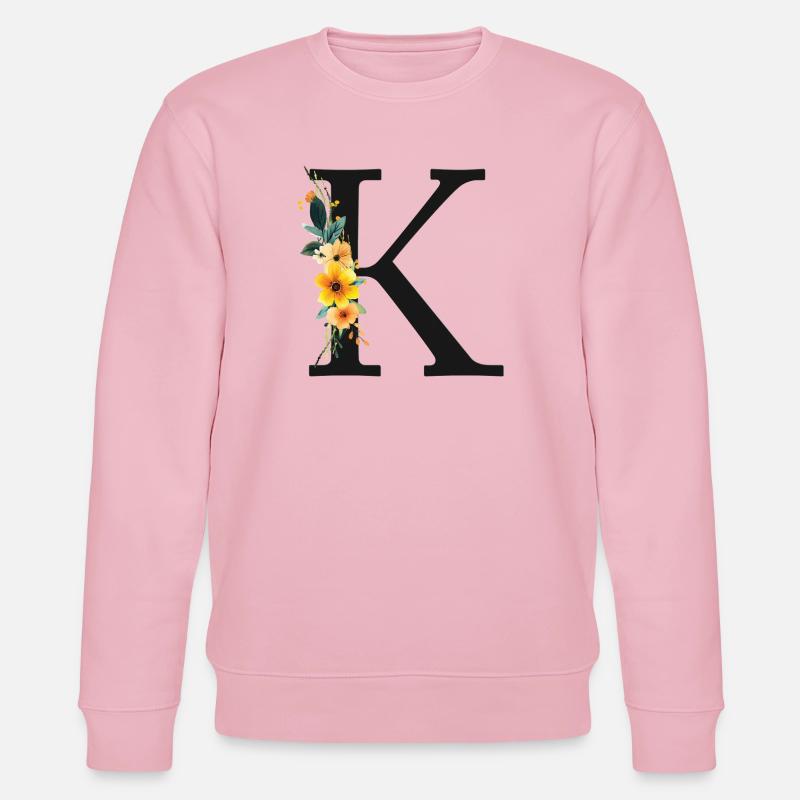 K Monogramm, Floral, personalisierbar - Stanley/Stella Unisex Bio-Sweatshirt CHANGER - Hellrosa