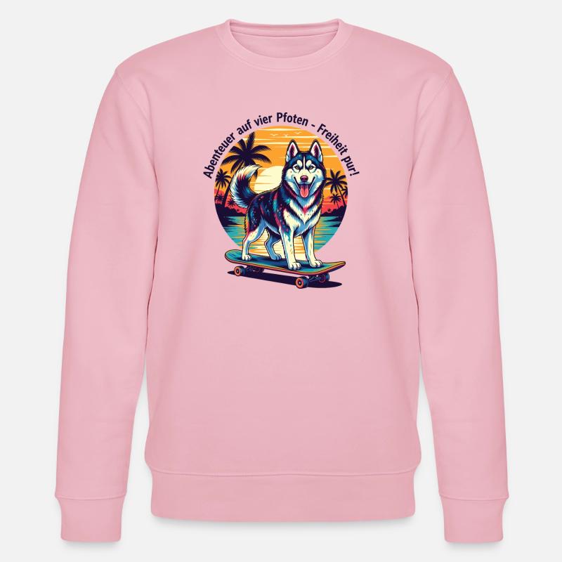 Husky Abenteuer auf vier Pfoten - Stanley/Stella Unisex Bio-Sweatshirt CHANGER  - Hellrosa
