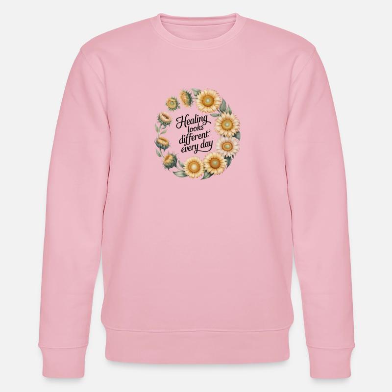 Blumenkrone mit Zitat - Stanley/Stella Unisex Bio-Sweatshirt CHANGER  - Hellrosa