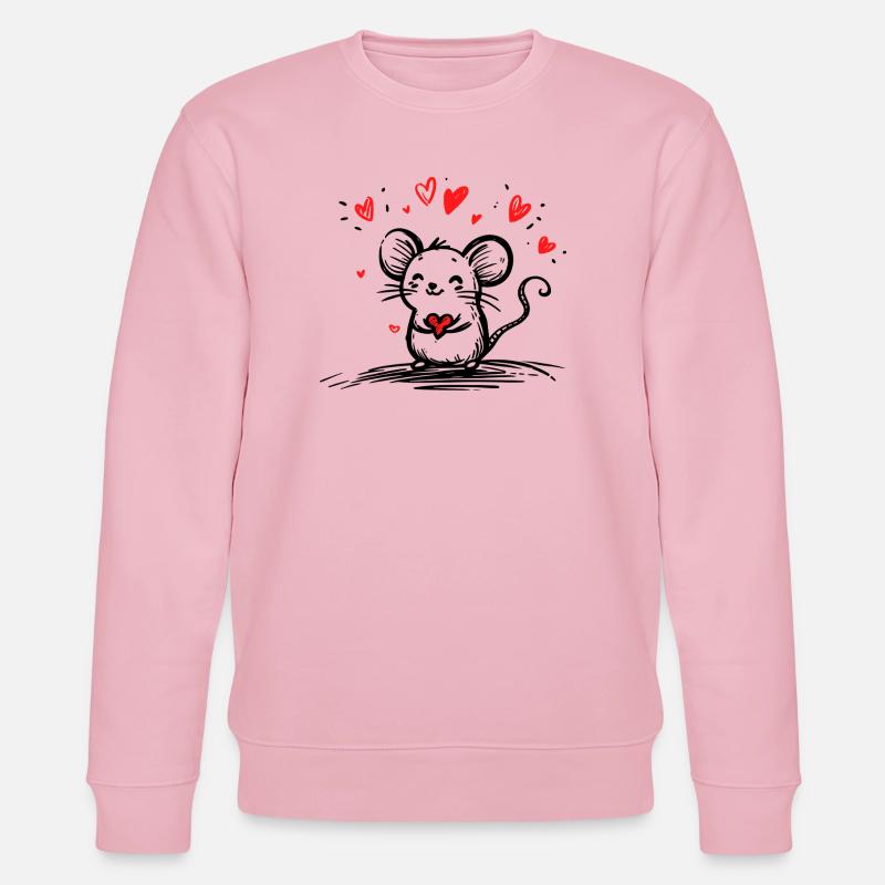 Verliebte Maus mit schwebenden Herzen - Stanley/Stella Unisex Bio-Sweatshirt CHANGER  - Hellrosa