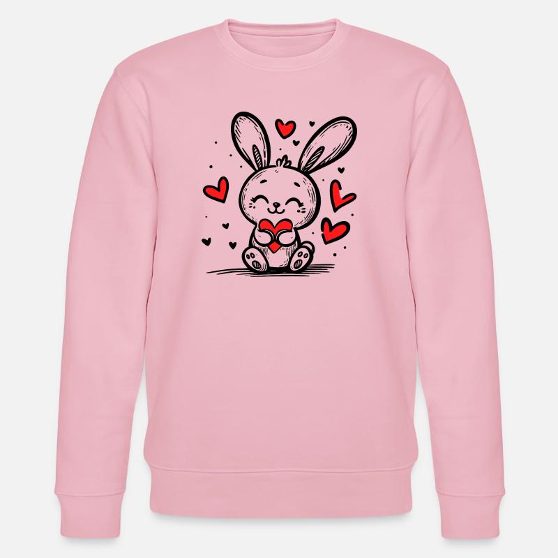 Liebeshase voller Herzen - Stanley/Stella Unisex Bio-Sweatshirt CHANGER  - Hellrosa