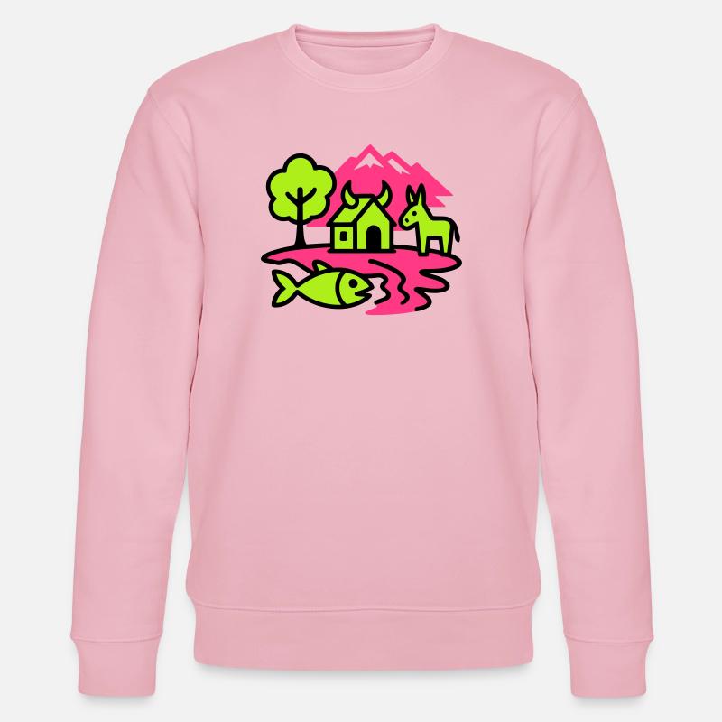 Naive Pop-Art Landschaft - Stanley/Stella Unisex Bio-Sweatshirt CHANGER  - Hellrosa