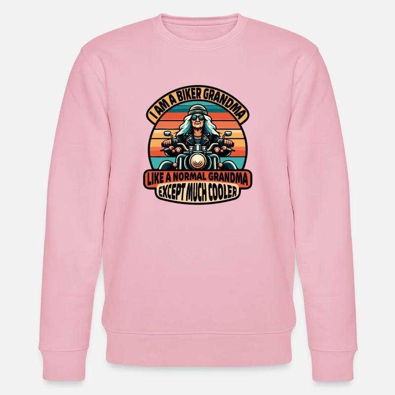 Biker-Oma mit cooler Attitüde - Stanley/Stella Unisex Bio-Sweatshirt CHANGER  - Hellrosa
