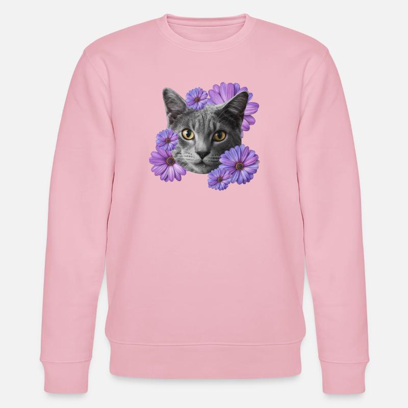 katze mit blumen - Stanley/Stella Unisex Bio-Sweatshirt CHANGER  - Hellrosa