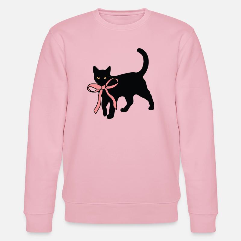 Schwarze Katze mit Fliege - Stanley/Stella Unisex Bio-Sweatshirt CHANGER  - Hellrosa