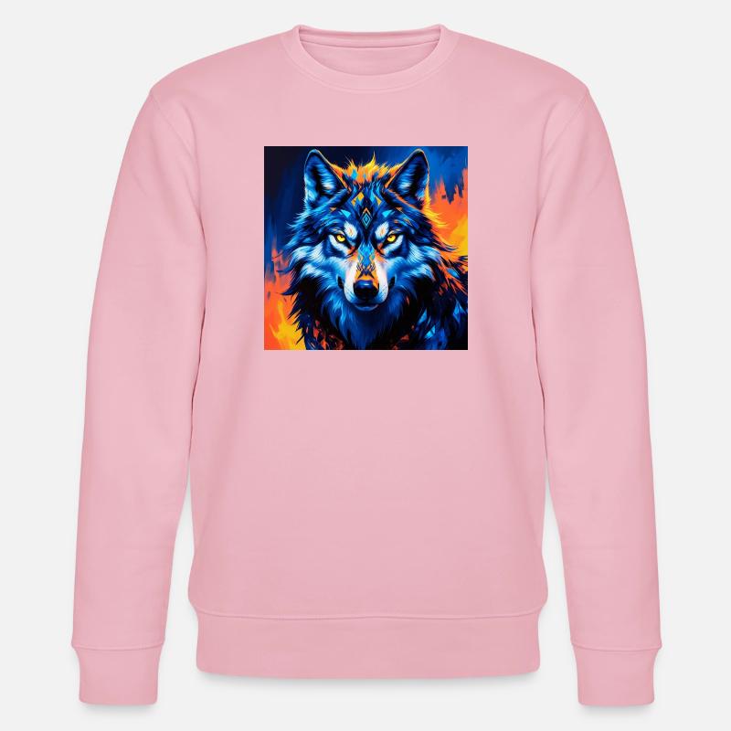 Lebendige geometrische Wolf Illustration - Stanley/Stella Unisex Bio-Sweatshirt CHANGER  - Hellrosa