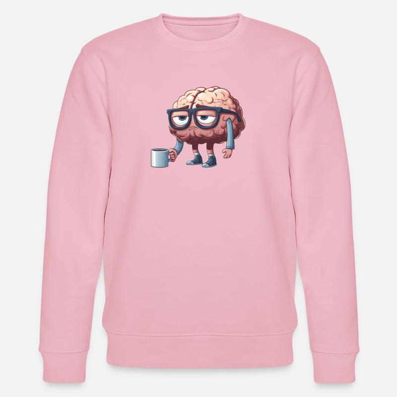 Breloque cérébrale décontractée avec café - Sweat bio CHANGER Stanley/Stella Unisexe - rose pâle