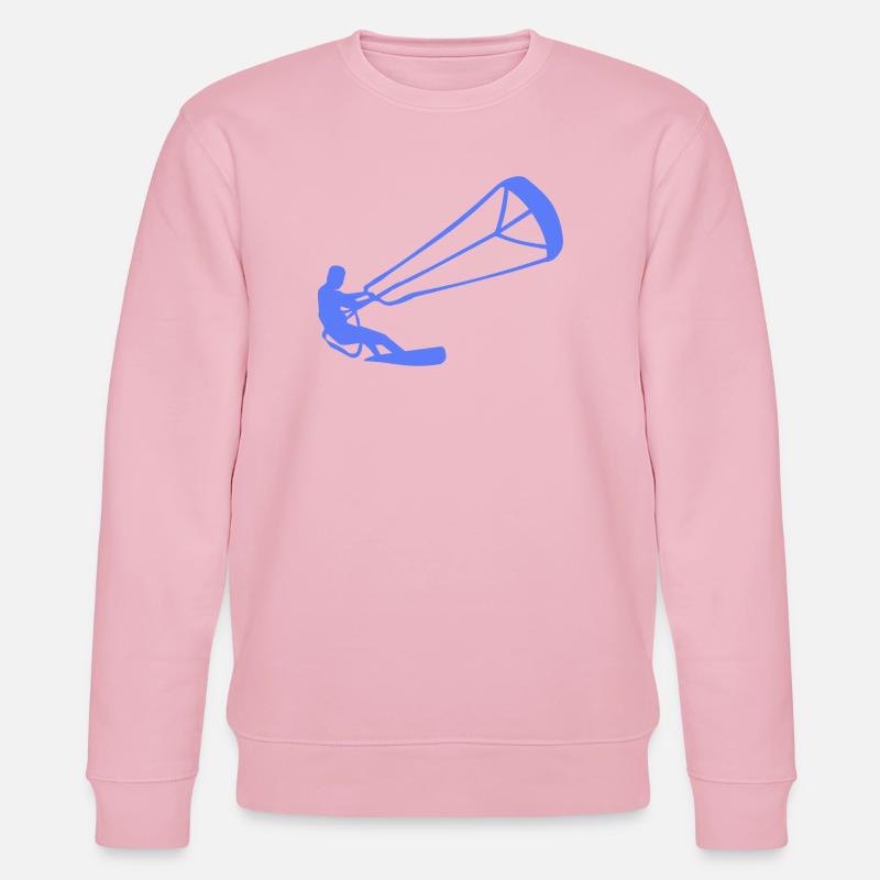Kitesurfer Silhouette Kiteboarding Adrenalin Sport - Stanley/Stella Unisex Bio-Sweatshirt CHANGER  - Hellrosa