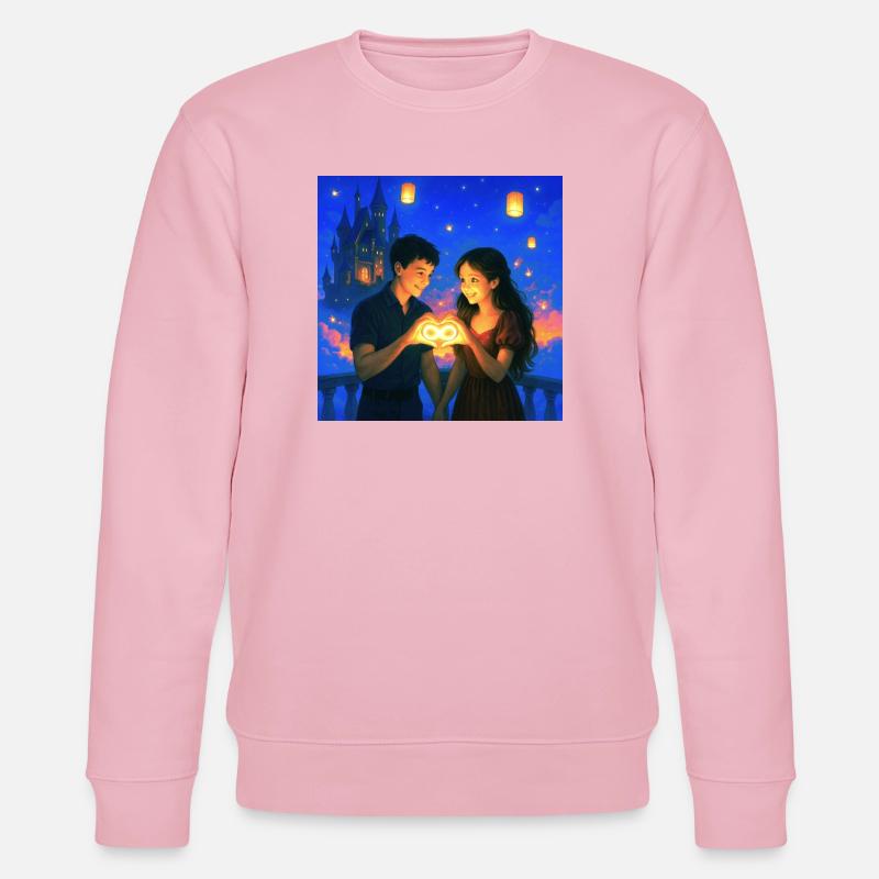Romantisches Paar mit glühendem Infinity-Herz - Stanley/Stella Unisex Bio-Sweatshirt CHANGER  - Hellrosa