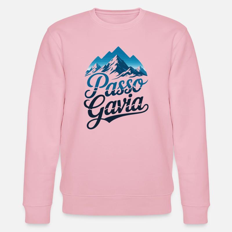 Passo Gavia Script Snow Peak Art - Stanley/Stella CHANGER Unisex Organic Sweatshirt - cotton pink