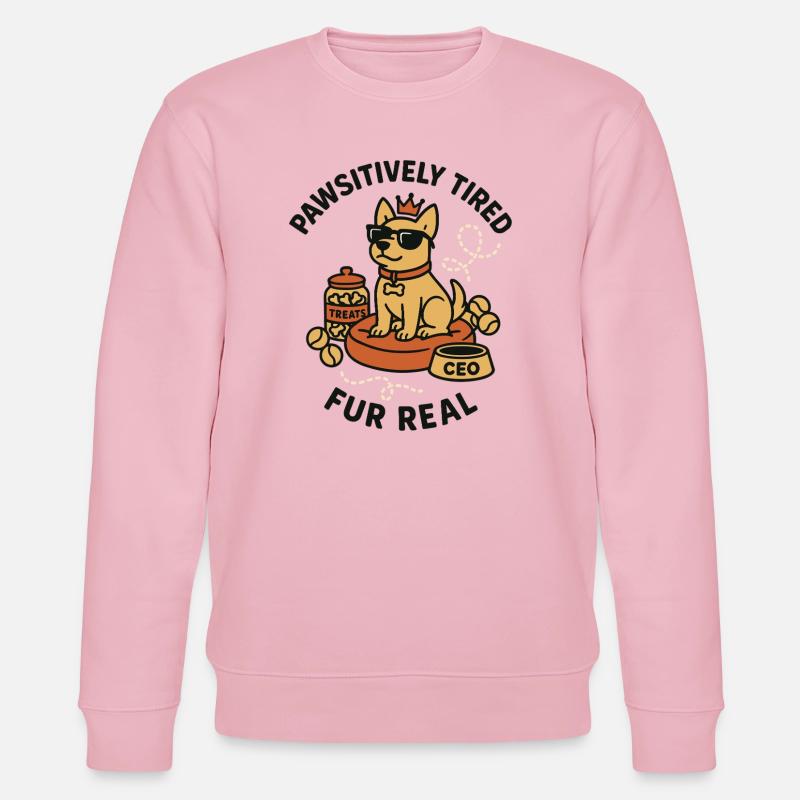 Dogboss mit Sonnenbrille und Krone - Stanley/Stella Unisex Bio-Sweatshirt CHANGER  - Hellrosa