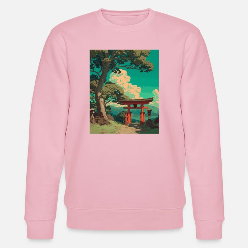 Ruhige japanische Torii-Tor-Landschaft - Stanley/Stella Unisex Bio-Sweatshirt CHANGER  - Hellrosa