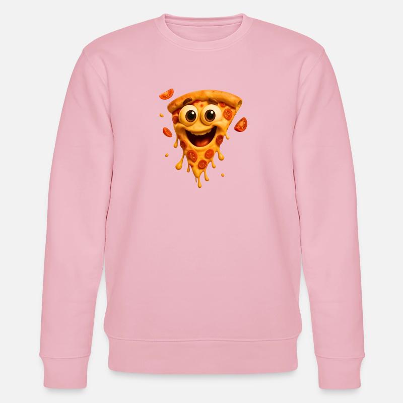 Fröhliche Pizzagesicht Illustration - Stanley/Stella Unisex Bio-Sweatshirt CHANGER  - Hellrosa