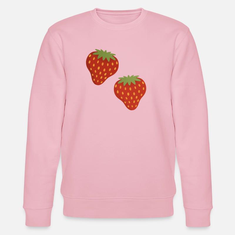 Lebendiges Erdbeermuster für Freizeitkleidung - Stanley/Stella Unisex Bio-Sweatshirt CHANGER  - Hellrosa