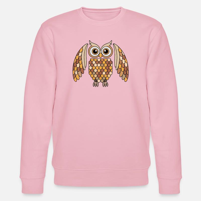 Skurrile Eule mit detailliertem Federmuster - Stanley/Stella Unisex Bio-Sweatshirt CHANGER  - Hellrosa