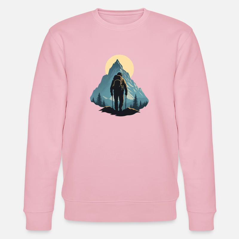 Bergwanderer in der Abenddämmerung - Stanley/Stella Unisex Bio-Sweatshirt CHANGER  - Hellrosa