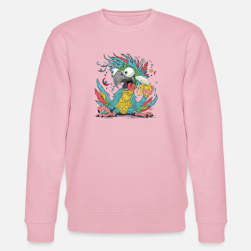 Cuclillo Papagei Verspielte Zeichnung Design | Bunt - Stanley/Stella Unisex Bio-Sweatshirt CHANGER  - Hellrosa