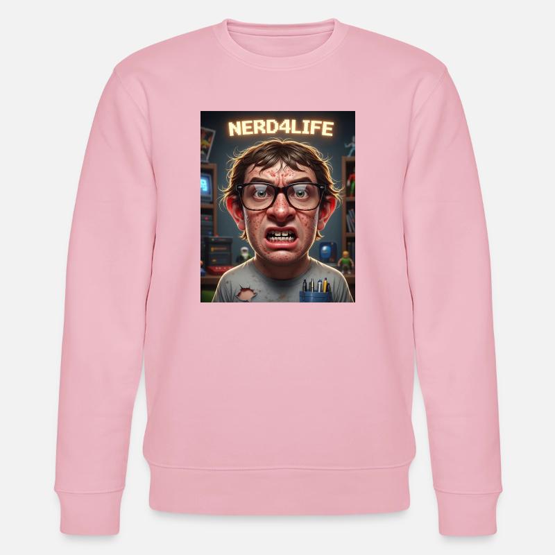 Nerd4Life Pixel Style Druck - Stanley/Stella Unisex Bio-Sweatshirt CHANGER  - Hellrosa