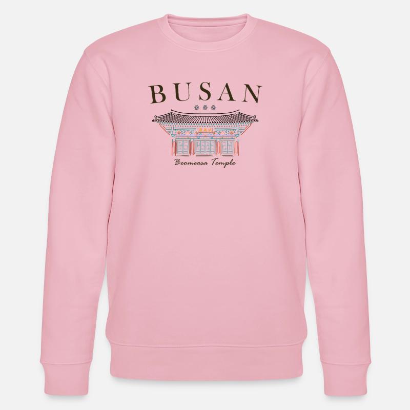 Busan, Südkorea, Tempel handgezeichnet - Stanley/Stella Unisex Bio-Sweatshirt CHANGER  - Hellrosa
