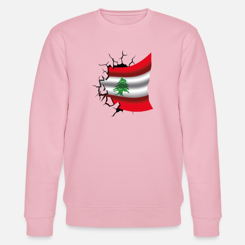 Flagge des Libanon - Flagge Broken Design - Stanley/Stella Unisex Bio-Sweatshirt CHANGER  - Hellrosa