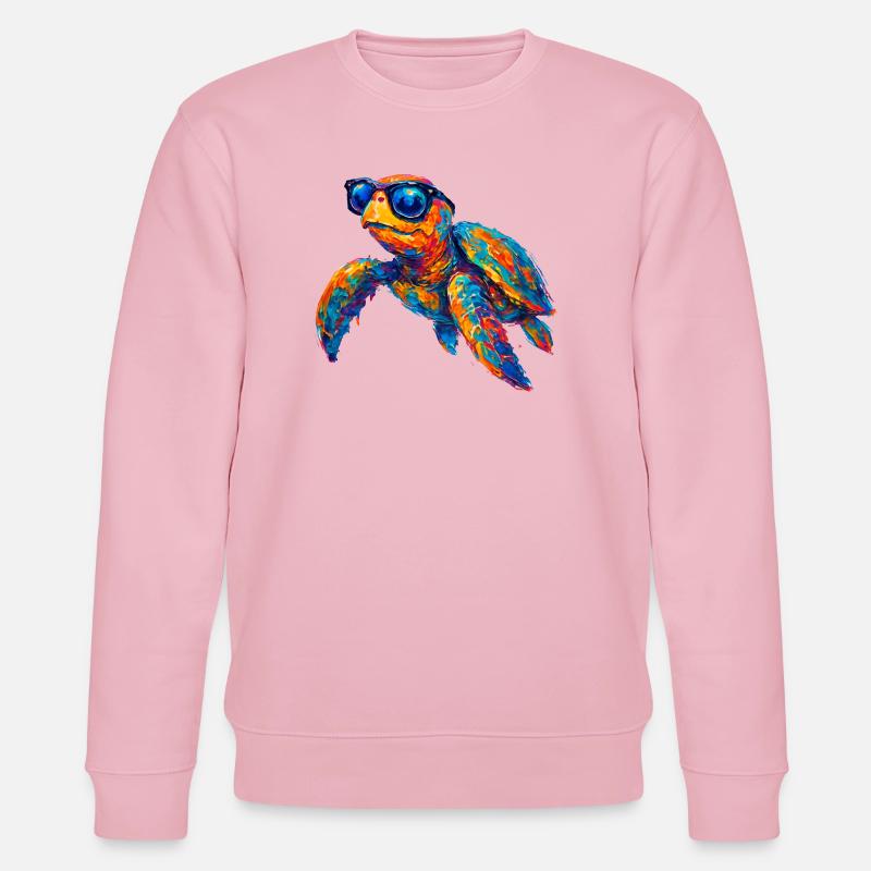 Bunte Schildkröte mit Sonnenbrille - Stanley/Stella Unisex Bio-Sweatshirt CHANGER  - Hellrosa