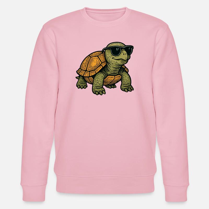 Cooler Schildkröte mit Sonnenbrille - Stanley/Stella Unisex Bio-Sweatshirt CHANGER  - Hellrosa