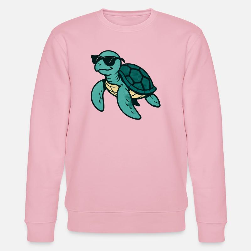 Coole Schildkröte mit Sonnenbrille - Stanley/Stella Unisex Bio-Sweatshirt CHANGER  - Hellrosa