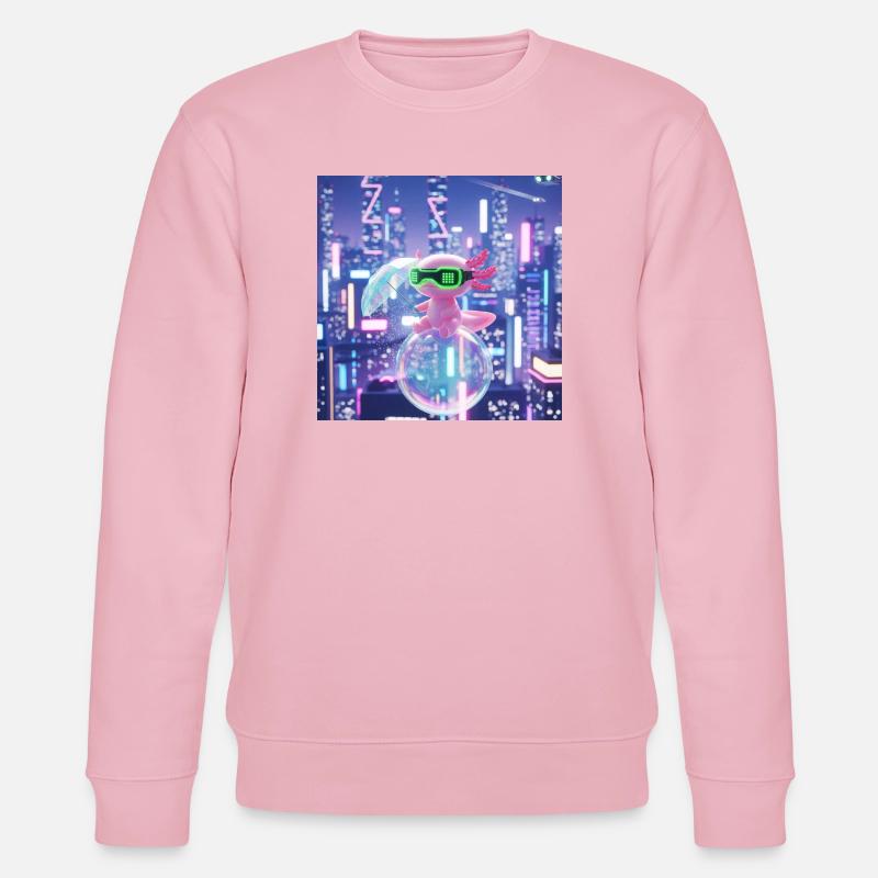 Futuristischer Neon-Drache mit VR-Ausrüstung - Stanley/Stella Unisex Bio-Sweatshirt CHANGER  - Hellrosa