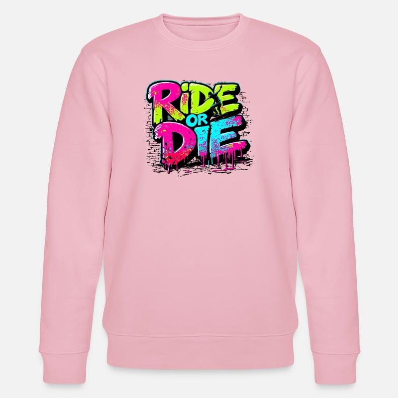 Vibrantes Skateboard-Motiv mit Farbexplosion - Stanley/Stella Unisex Bio-Sweatshirt CHANGER  - Hellrosa