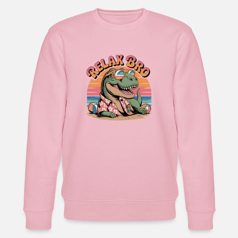 Relax Bro Dinosaurier Strandmuster - Stanley/Stella Unisex Bio-Sweatshirt CHANGER  - Hellrosa