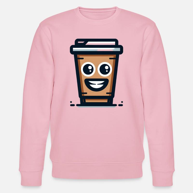 Fröhliche Kaffeetasse Illustration - Stanley/Stella Unisex Bio-Sweatshirt CHANGER  - Hellrosa