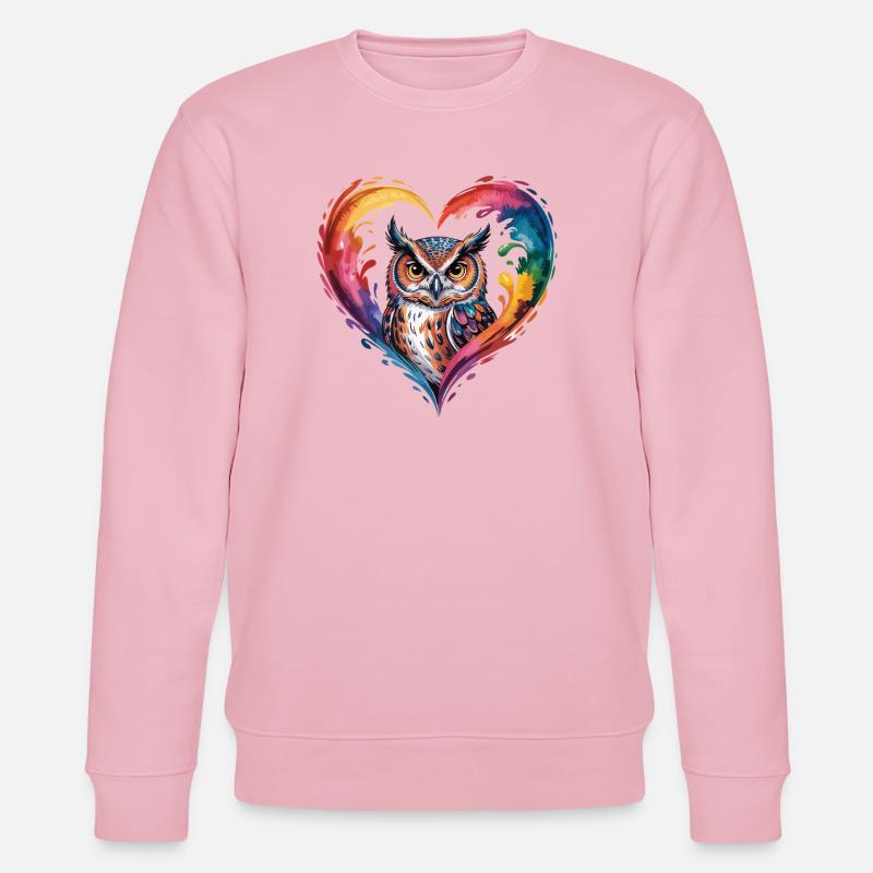 Farbige Eule Herz Design - Stanley/Stella Unisex Bio-Sweatshirt CHANGER  - Hellrosa