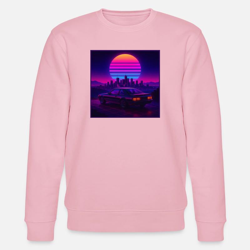 Neon Outrun Sunset Car – Synthwave rétro - Sweat bio CHANGER Stanley/Stella Unisexe - rose pâle