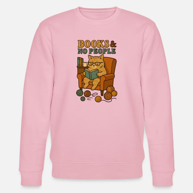 Cat reader in a comfortable armchair - Stanley/Stella CHANGER Unisex Organic Sweatshirt - cotton pink
