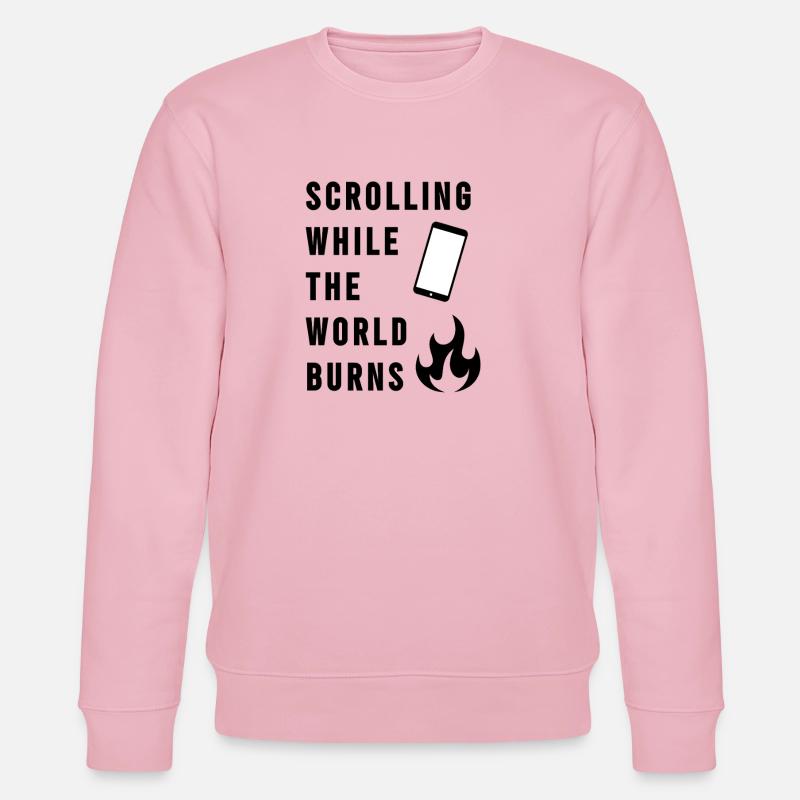 Scrollen, während die Welt brennt - Stanley/Stella Unisex Bio-Sweatshirt CHANGER  - Hellrosa