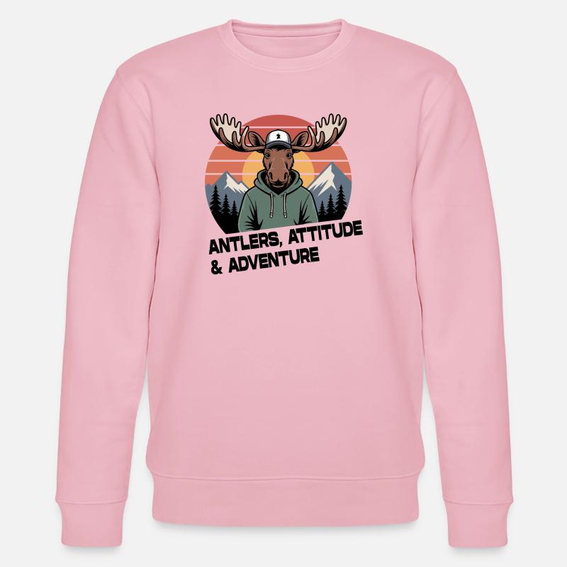 Antlers Attitude Abenteuer-Elch - Stanley/Stella Unisex Bio-Sweatshirt CHANGER  - Hellrosa