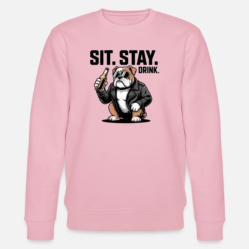 Sitz Bleib Trink Bulldoggenbier - Stanley/Stella Unisex Bio-Sweatshirt CHANGER - Hellrosa