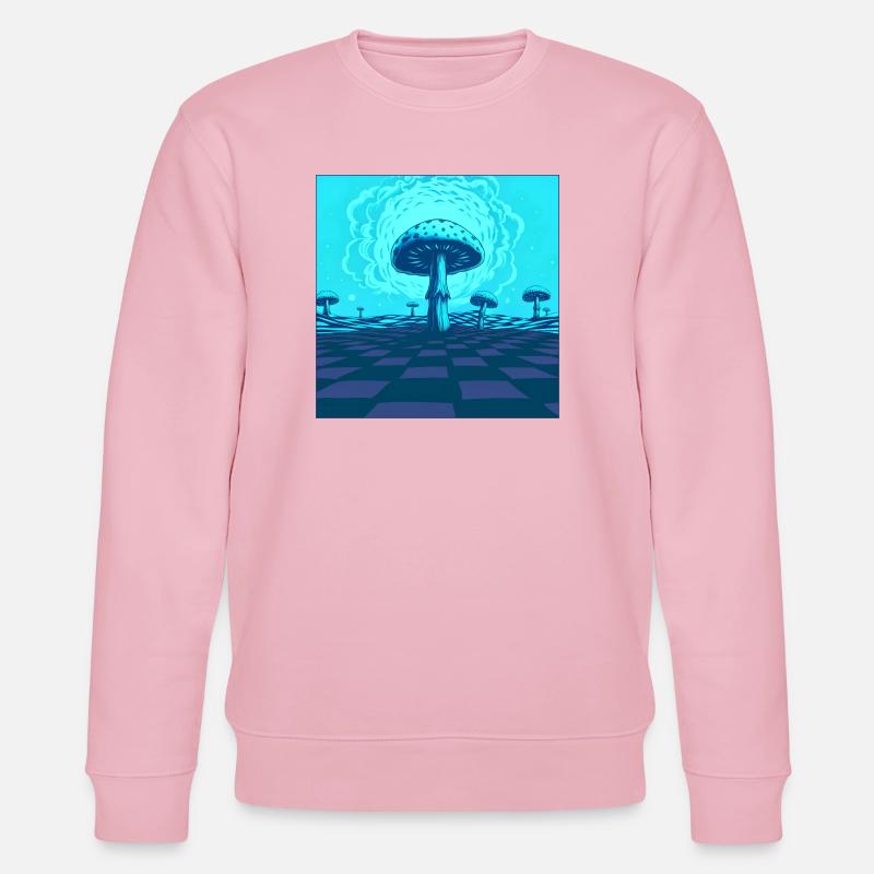 Futuristic Blue Psychedelic Mushroom Scene - Stanley/Stella CHANGER Unisex Organic Sweatshirt - cotton pink