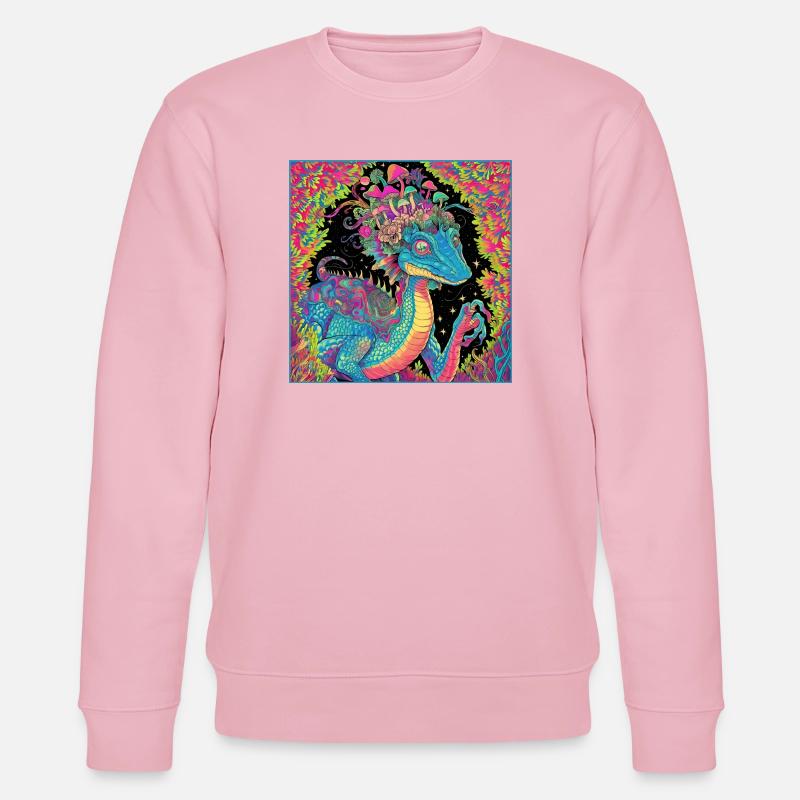 Psychedelischer Walddrache Illustration - Stanley/Stella Unisex Bio-Sweatshirt CHANGER  - Hellrosa