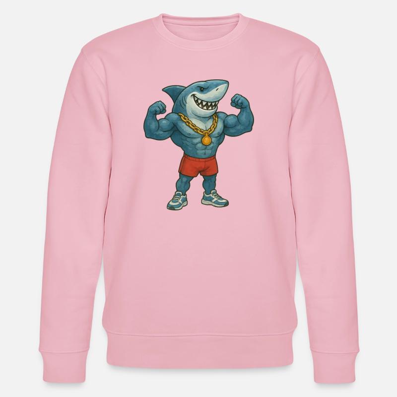 requin-bande dessinée-bodybuilder - Sweat bio CHANGER Stanley/Stella Unisexe - rose pâle