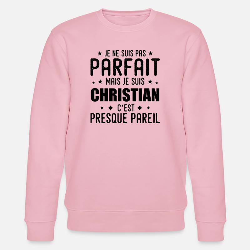 Christlich: authentisch, unvollkommen, oben, Perfektion - Stanley/Stella Unisex Bio-Sweatshirt CHANGER  - Hellrosa